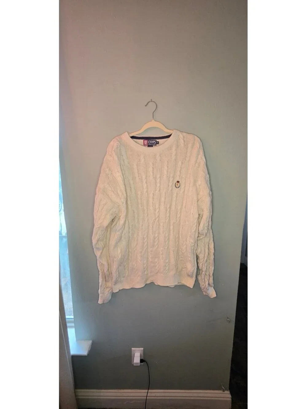Vintage Chaps Ralph Lauren Cable Knit Cotton Sweater Men’s XL Cream Crest